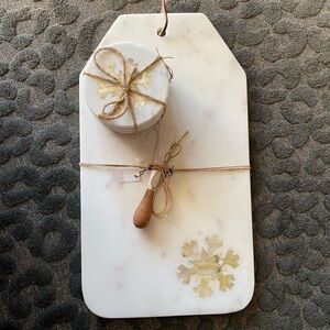 New marble coaster & cheese/cutting board (snowflake inlay)